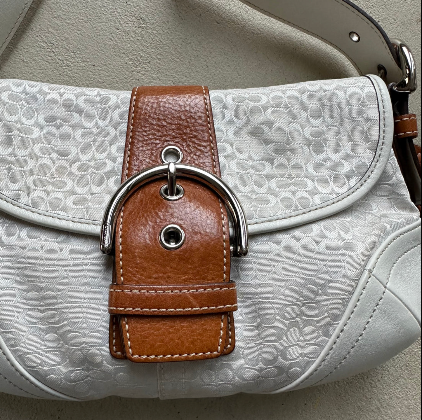 Vintage Y2K Coach White Mini Soho Shoulder Bag