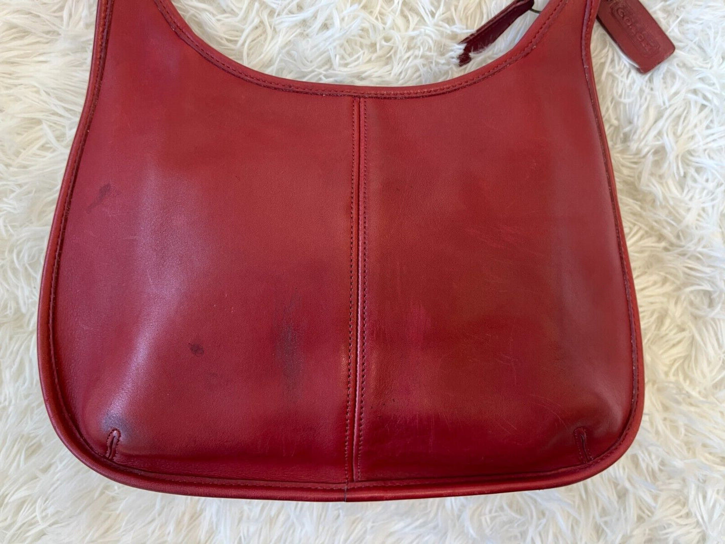 Vintage Coach Ergo Zip Hobo Shoulder Bag Purse 9025 Red Leather