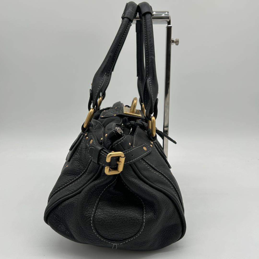 Auth Chloe Paddington Leather Bag Handbag Black No Padlock Key