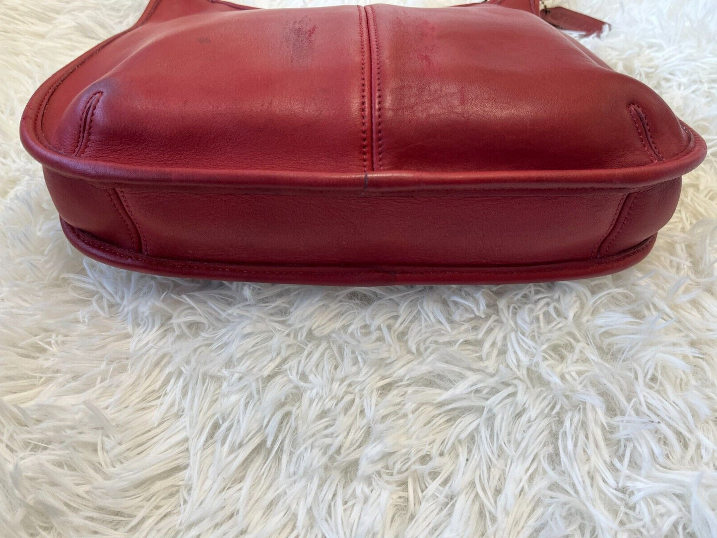 Vintage Coach Ergo Zip Hobo Shoulder Bag Purse 9025 Red Leather