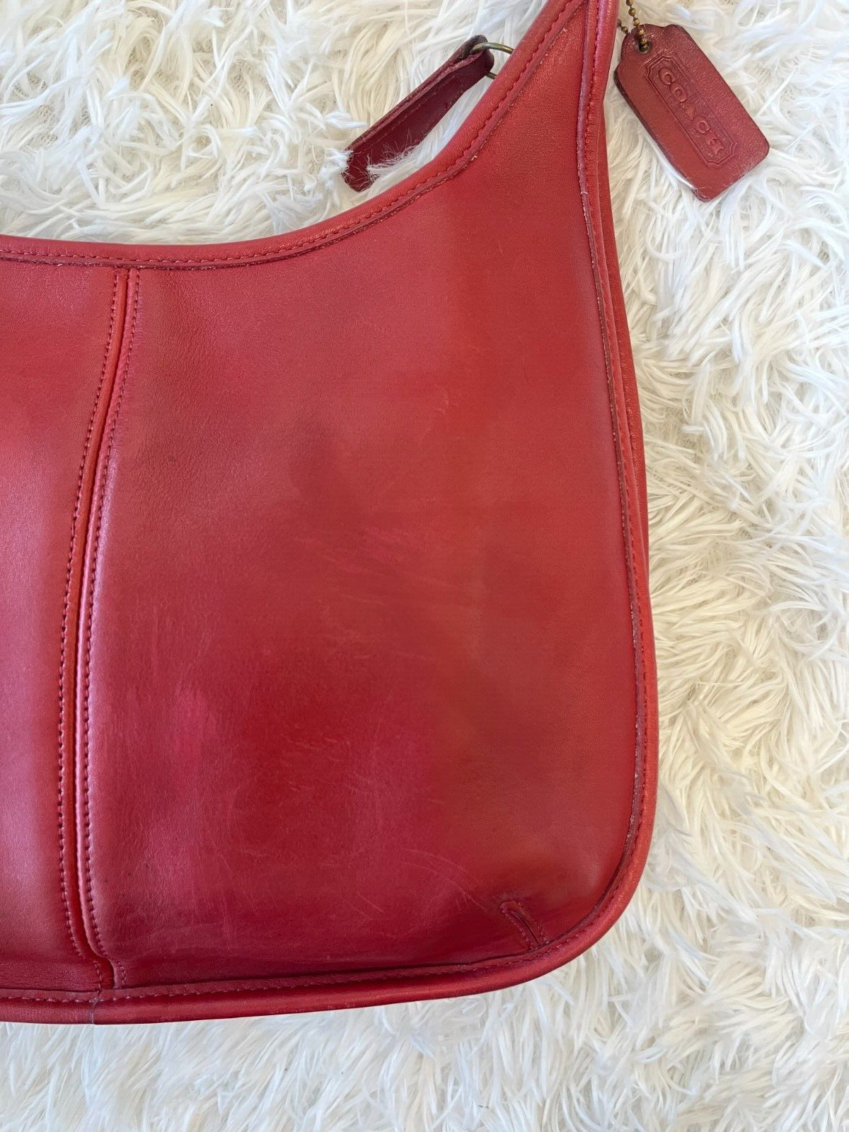 Vintage Coach Ergo Zip Hobo Shoulder Bag Purse 9025 Red Leather