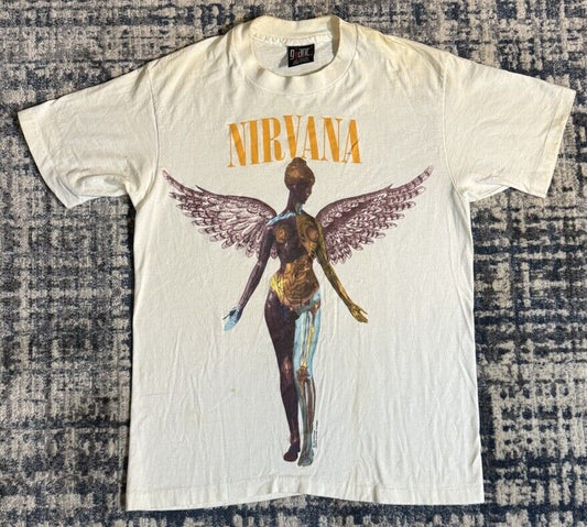 Vintage 1993 Nirvana In Utero T Shirt L Kurt Cobain Grunge Band Sub Pop Records