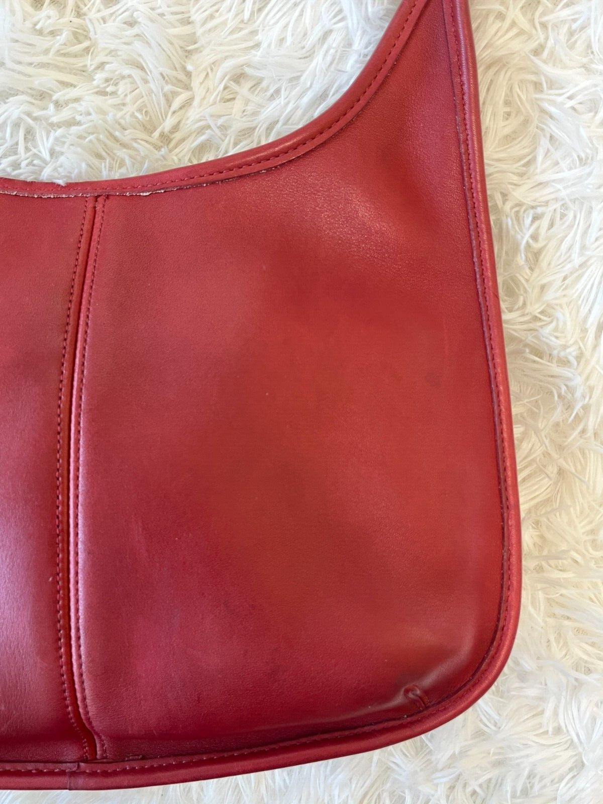 Vintage Coach Ergo Zip Hobo Shoulder Bag Purse 9025 Red Leather