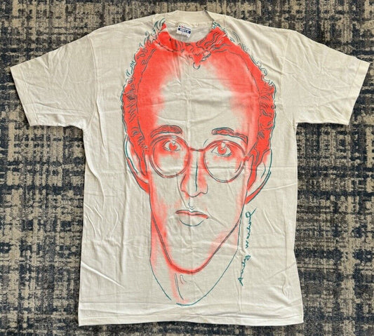 Vintage 1986 Keith Haring Portrait Andy Warhol Hand Print Pop Shop