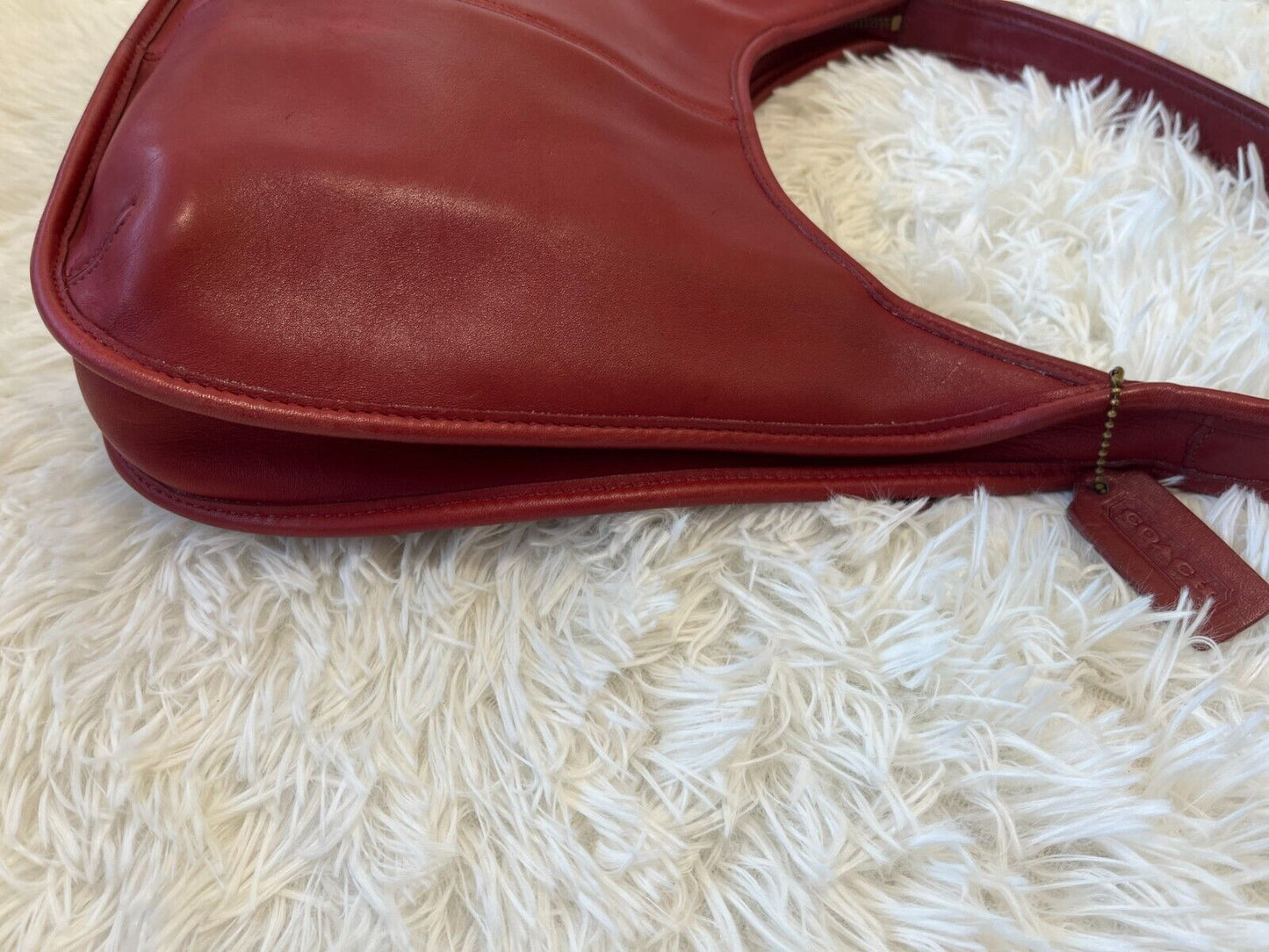 Vintage Coach Ergo Zip Hobo Shoulder Bag Purse 9025 Red Leather