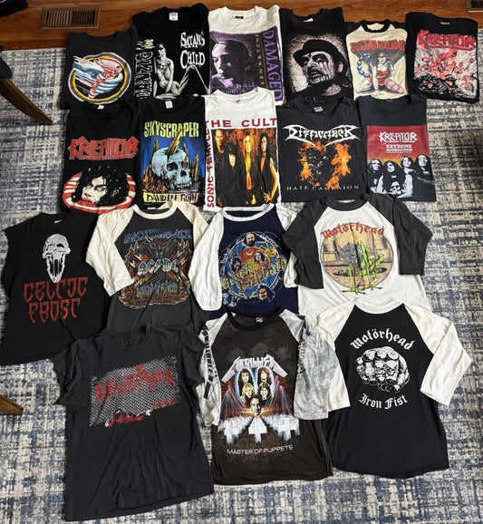 Vintage Band T Shirt Lot 18 Thrash Metal Death Metallica Motörhead Black Sabbath