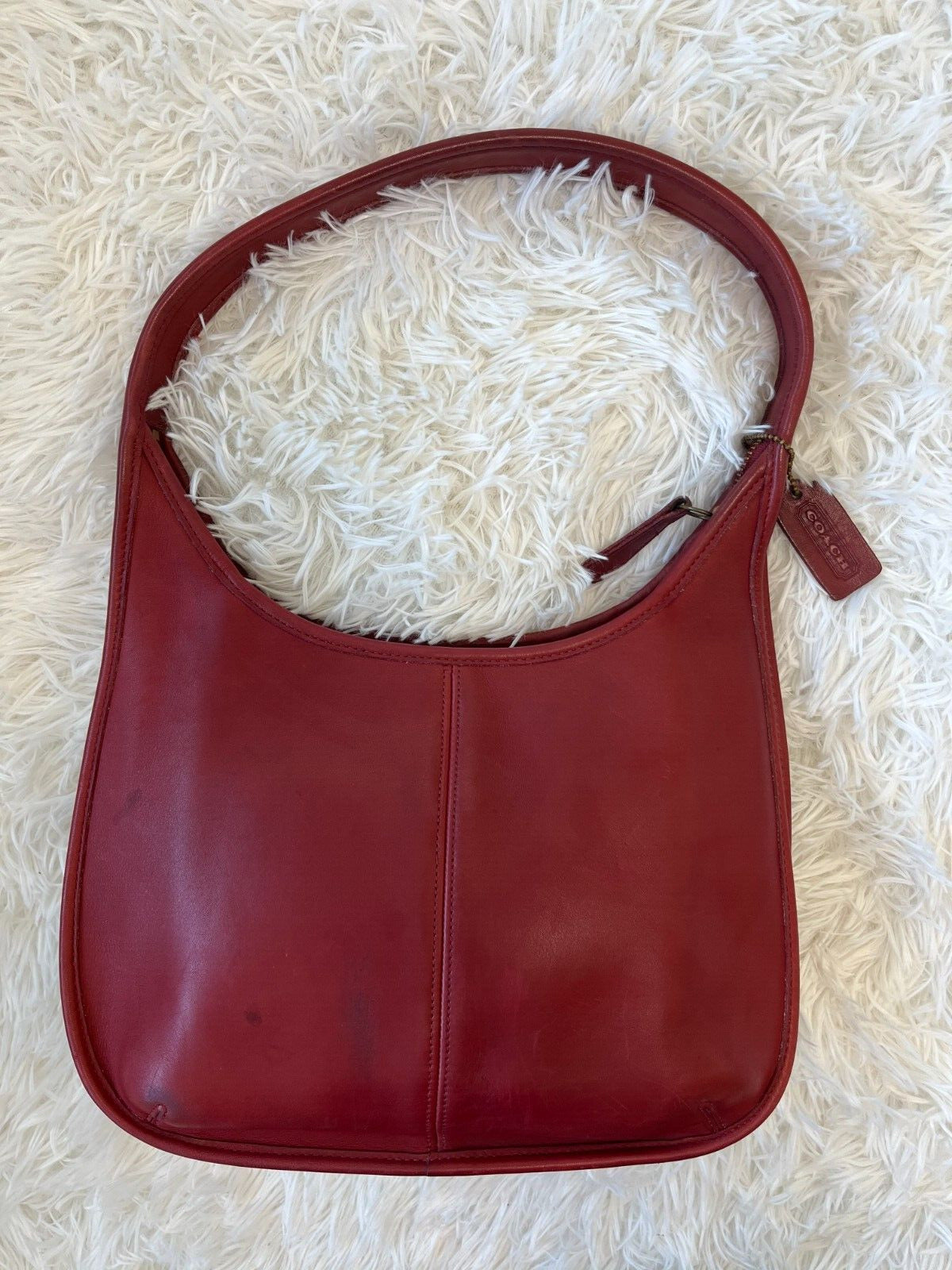 Vintage Coach Ergo Zip Hobo Shoulder Bag Purse 9025 Red Leather