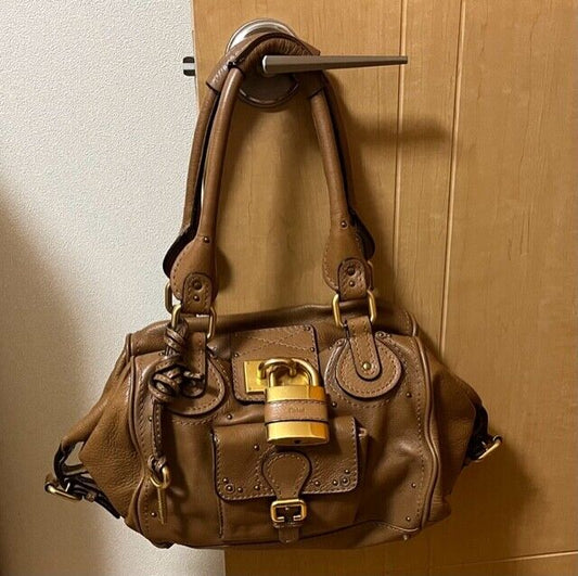 Chloe Paddington Leather Bag Handbag Brown w/Guaranteed w/dustbag