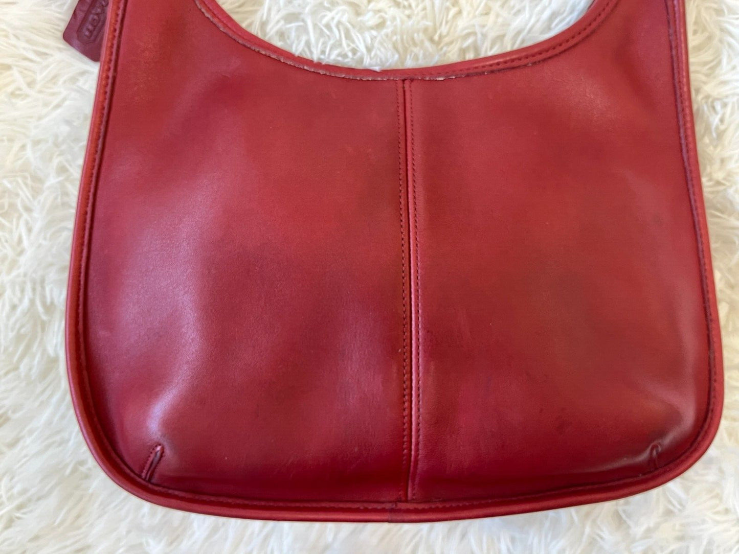 Vintage Coach Ergo Zip Hobo Shoulder Bag Purse 9025 Red Leather