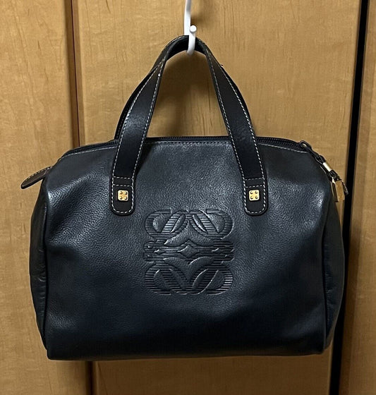 Loewe Mini Boston Bag Navy Anabaram Logo Made in Spain