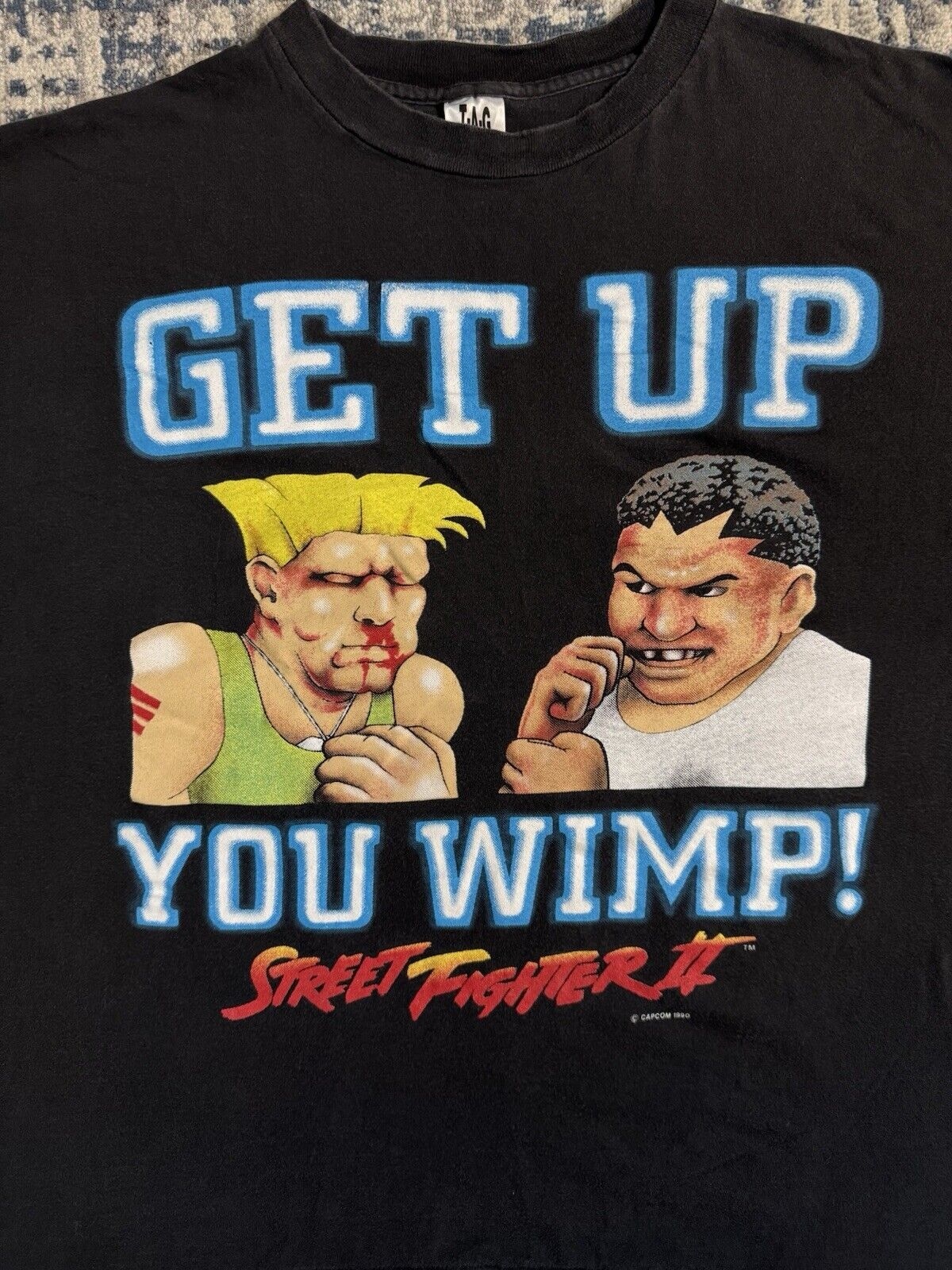 Vintage 1990 Capcom Street Fighter II Get Up You Wimp Guile Vs Balrog T Shirt XL